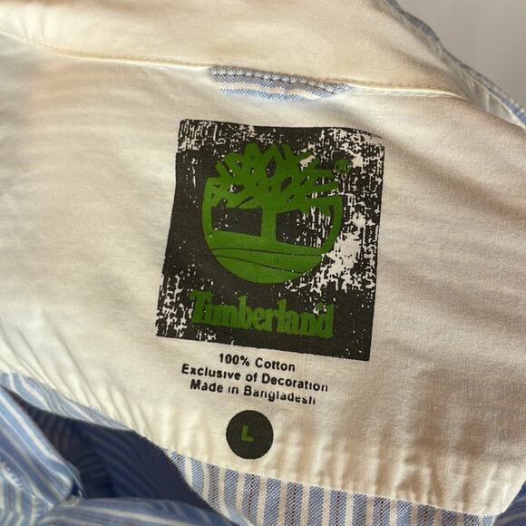 Timberland Shirt Mens Large Blue & White Striped Buttondown - Picture 5 of 5